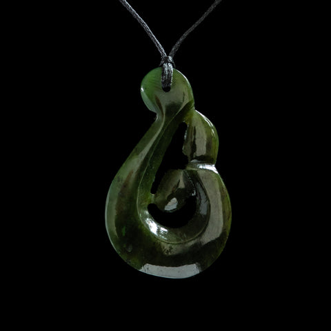 Hei Matau Whale Tail handcrafted jade pendant
