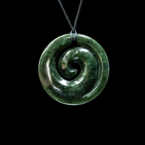 Jade Koru Disc, hand-crafted pendant