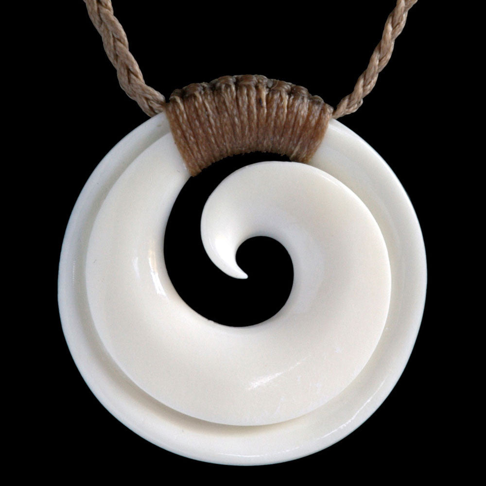 Bound Maori Bone Koru Necklace