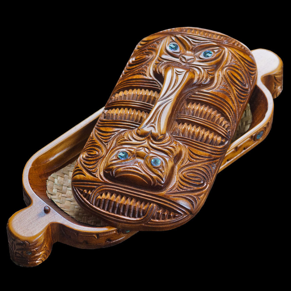 Large Carved Wooden Maori Wakahuia Box The Bone Art Place