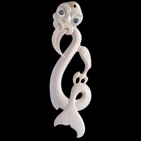 Large Bone Maori Taniwha Necklace