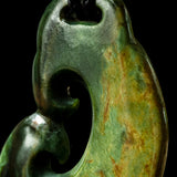 Large Flower Jade Matau, handcrafted hook pendant