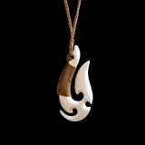 Large Bound Matau-Koru, handcrafted bone pendant