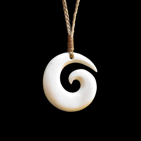 Maori-style Hand-crafted Bone Bound Koru Pendant