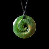 Pounamu Flower jade Koru by Luke Gardiner
