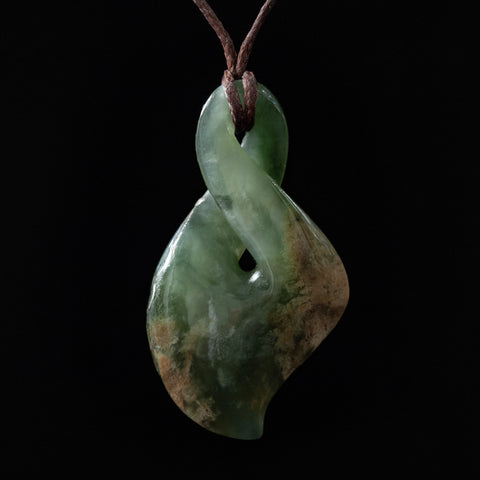 Small New Zealand Flower Jade Twist Pendant by Luke Gardiner