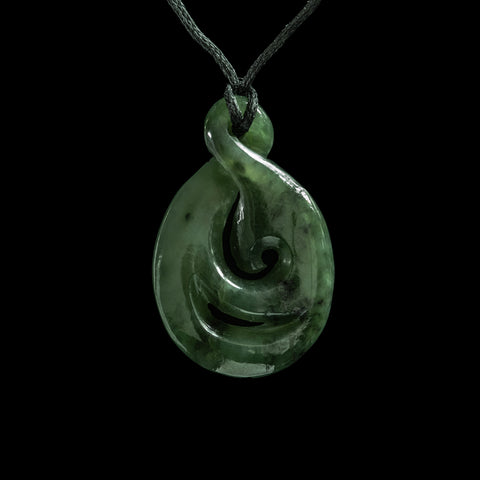 Jade Twist with Koru, hand-crafted pendant