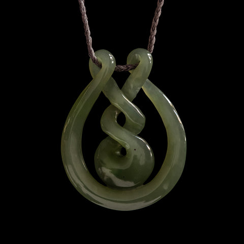 Large Contemporary Inanga Jade Double Twist Pendant