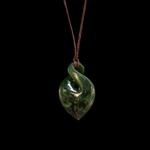 Small Jade Pikorua twist, hand crafted by Luke Gardiner