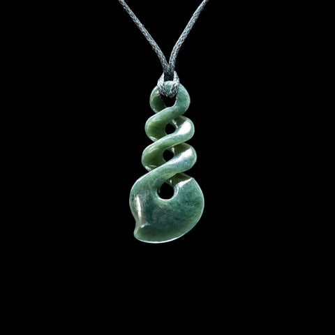 Small Triple Pikorua Jade Twist, hand-crafted Pendant