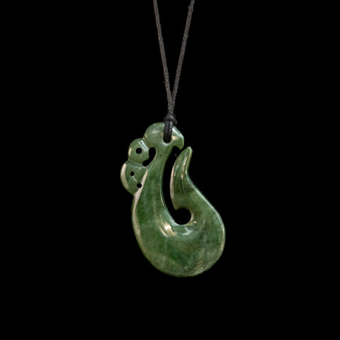 small Matau-Manaia hook, hand-crafted Jade Pendant