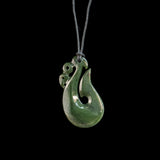 small Matau-Manaia hook, hand-crafted Jade Pendant