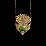 Silver and Jade Piwakawaka bird pendant by Madelyne Gourdin