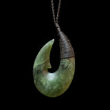 Hei Matau hook, bound handcrafted jade pendant