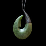 Hei Matau hook, bound handcrafted jade pendant
