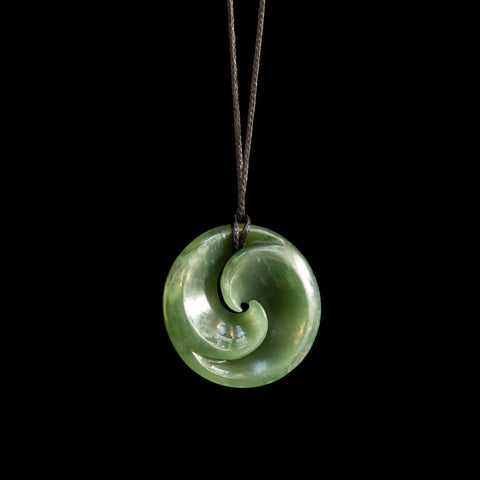 Small Double Start Jade Koru, hand-crafted pendant