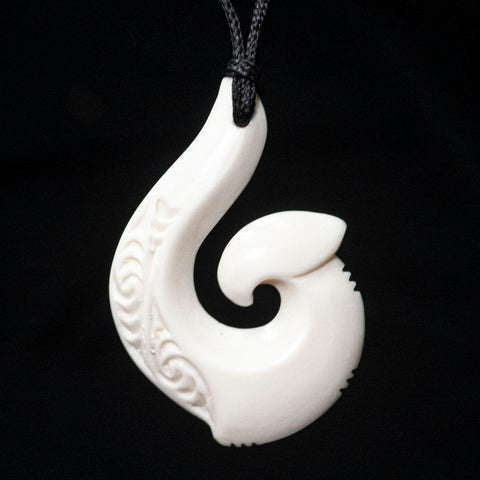 New Zealand Maori Style small curved hei Matau bone pendant