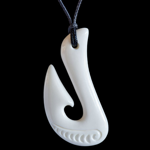 bone fish hook nz Handcarved Pendant - Hei Matau Crafted with care Bone Matau (Fish Hooks)