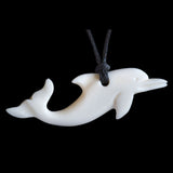Playing dolphin bone carving necklace