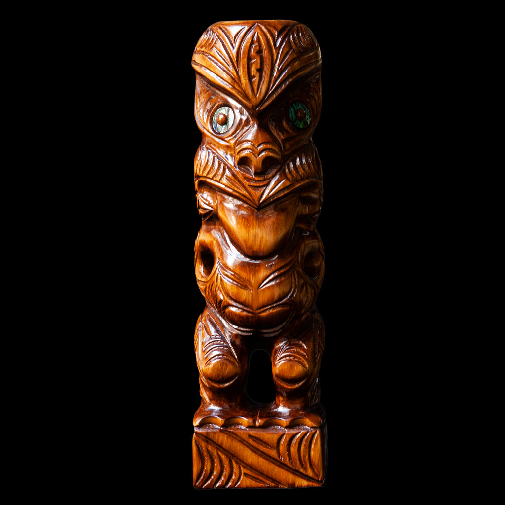 Carved Maori Wooden Tekoteko Sculpture – The Bone Art Place