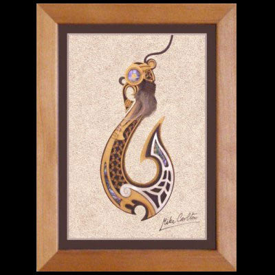 Framed Wooden Maori Matau – The Bone Art Place