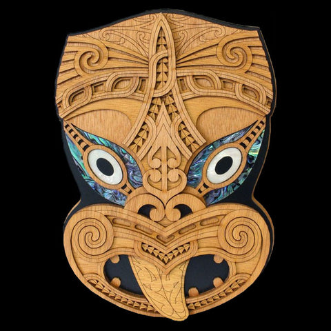 Large Maori Style 3D Wooden Wheku Wall Hanging