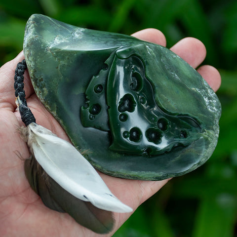New Zealand Jade Kawakawa Leaf Sculpture by Nick Balme