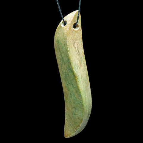 Large New Zealand Jade River Stone Drop Pendant by Madelyne Gourdin