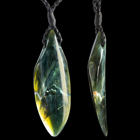 A large hand crafted New Zealand Chatoyant Tangiwai Drop pendant by Malcolm Cox. 