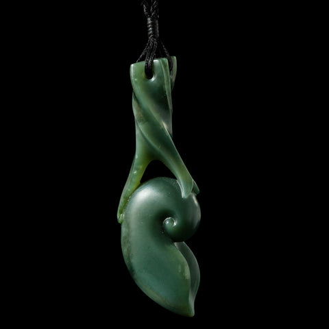 Sculpted Nautilus Shell piece in Inanga jade by Madelyne Gourdin