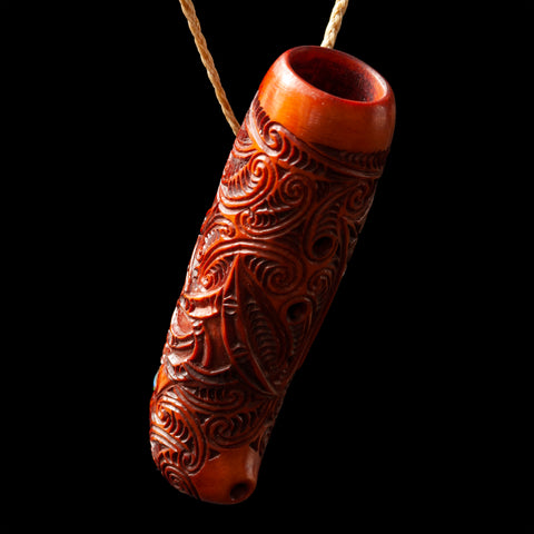 Traditional Stained Bone Nguru Flute by Yuri Terenyi
