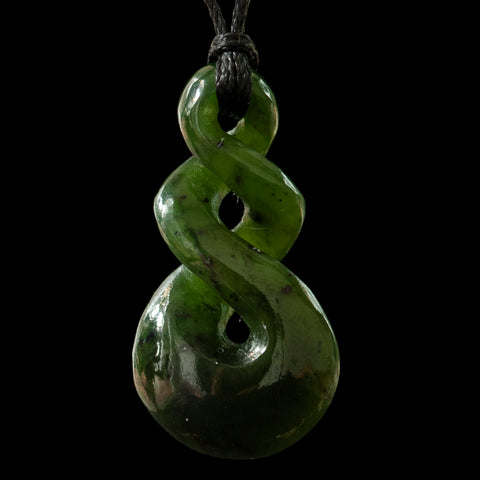 Small Jade Double Twist, handcrafted pendant