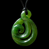 Small Jade Twist with Koru, handcrafted pendant