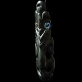 Onewa Hei Tiki, handcrafted pendant with Paua inserts