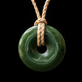 Jade Kopae Disc, handcrafted pendant with plaited cord