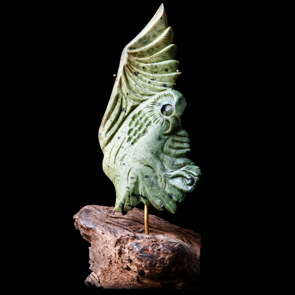 New Zealand Handcrafted Pounamu Ruru/Owl pounamu sculpture by Alex ...