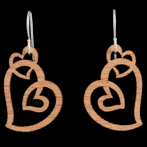 Wooden Koru Heart Earrings by Kristal Thompson