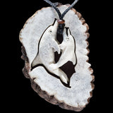 Playing Dolphins Pendant with Display Crown by Len Kay