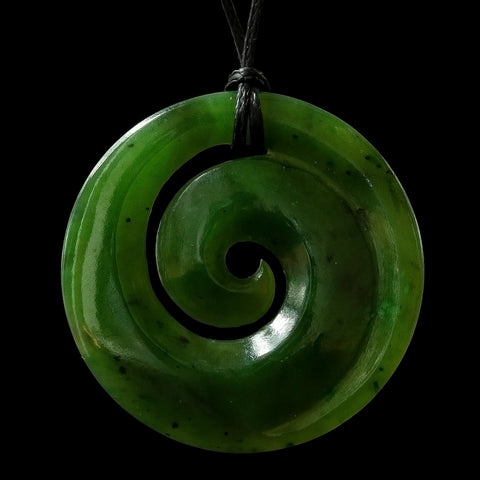 Small Pounamu Koru, handcrafted jade pendant