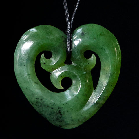 Koru Heart handcrafted jade pendant