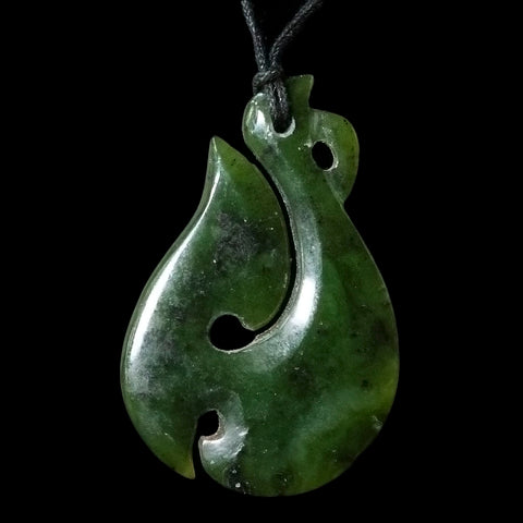 Stylized Maori Hawaiian Jade Fish Hook Necklace Large -  Ireland