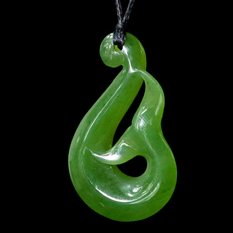 Hei Matau Whale Tail handcrafted jade pendant