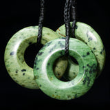 Jade Kopae Disc, handcrafted pendant with plaited cord